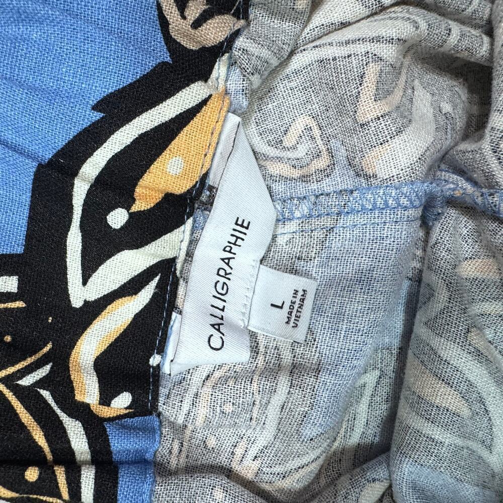 Anthropologie‎ x Calligraphie blue print linen size large - Picture 6 of 8